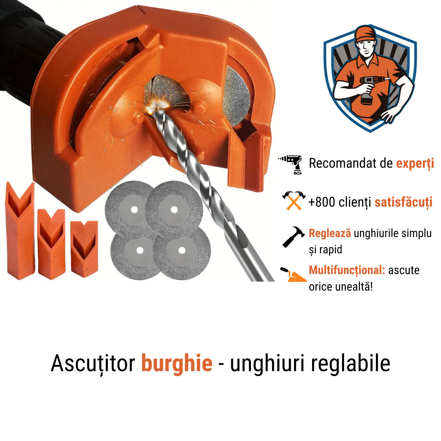 Ascuțitor Burghie - Unghiuri Reglabile